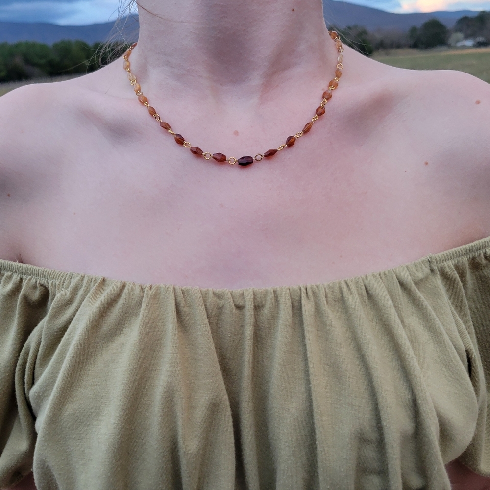 Elegant Handmade Citrine Beaded Necklace